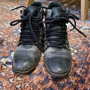 Free People Distressed Hiker Lace Up Ankle Boots